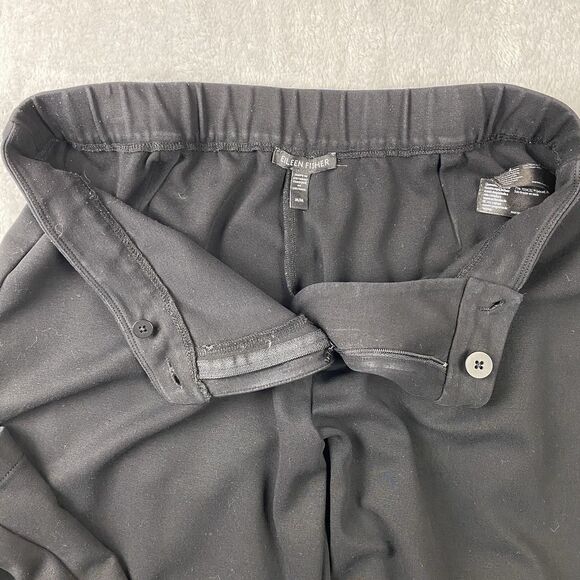 Eileen Fisher Black Stretch Pants Womens M (32x27) Tencel Blend Wide Leg Comfort - Picture 5 of 10